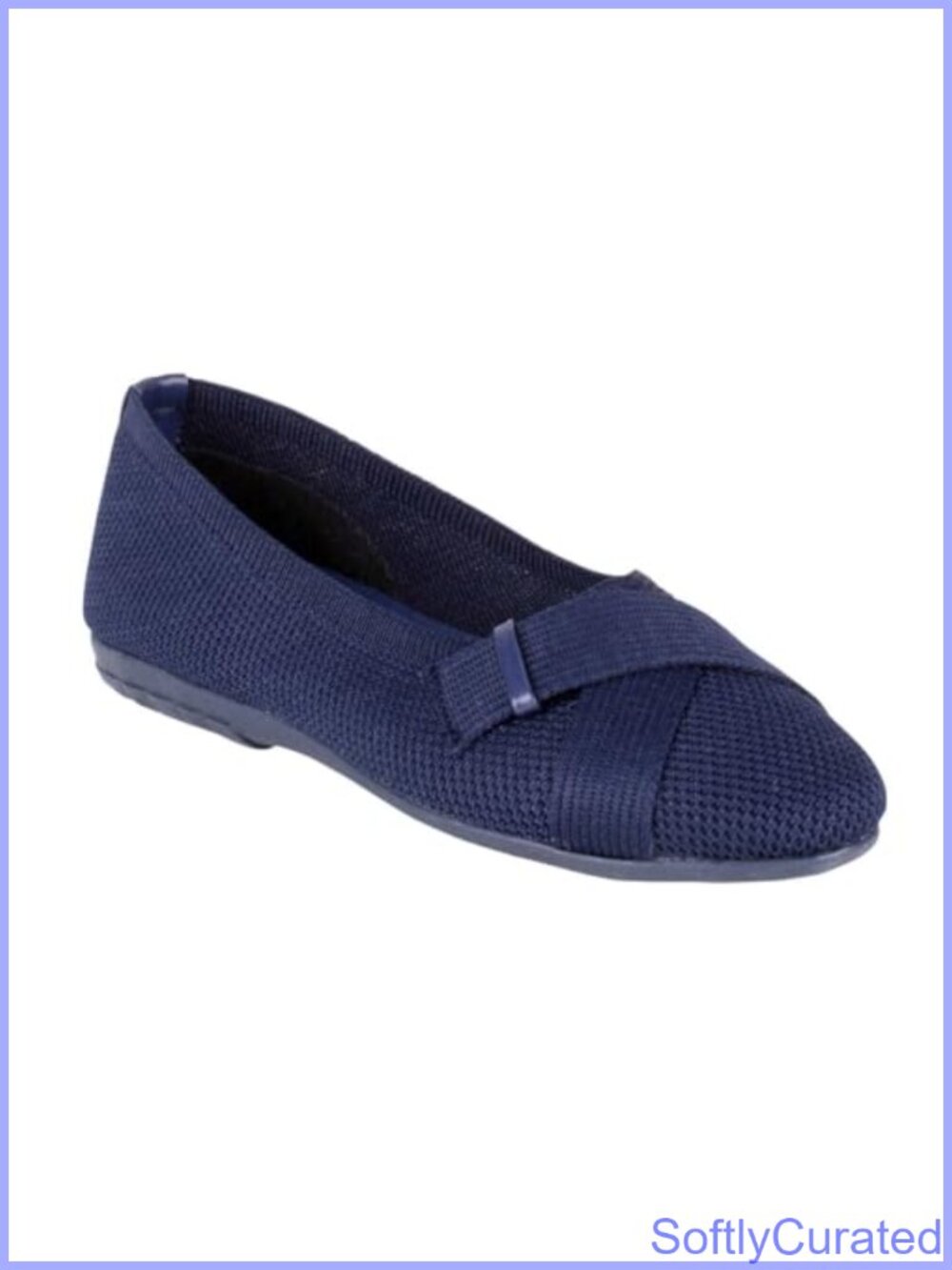 Women's Ballet Flat Round Toe Cross-Strap Stretch Knit Comfort Work Shoes